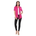 thumbnail image 5 of Women's Casual Solid Short Sleeve Basic Open Draped Front Cardigan Office Wear, 5 of 7