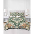 thumbnail image 3 of Quilts Full Size, Green Orange Beige Boho Soft Comforter Bedding Set for Bed, Retro Ethnic Tribal Abstract Art Lightweight Quilted Bedspread with Pillow Cover(2 Pieces) for All Season, 78x90 Inch, 3 of 6