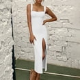 thumbnail image 5 of Sakmal Split Dresses for Women Long Cocktail Graduation White Dress Sleeveless Dresses, 5 of 8