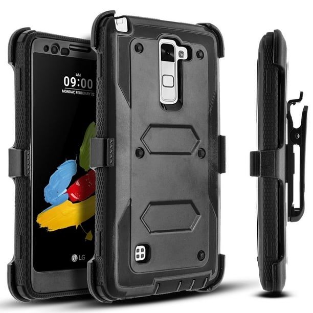 LG Stylo 2 Case, Stylo 2 Plus Case, LG Stylo 2 V Case, [Super Guard] Cover with[Build In Screen Protector]And Holster Belt Clip And Stylus For LG 2 /