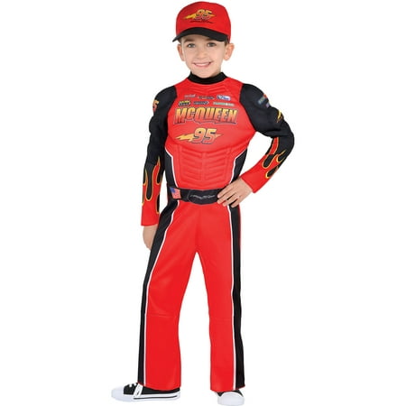 Suit Yourself Cars Lightning McQueen Muscle Costume for Boys, Includes a Racing Jumpsuit and a Baseball