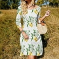 thumbnail image 3 of Watercolor Lemons Flowers Bee Sweetheart Knot Flared Dress Fashion Design Large Size Loose Dress Spring Summer Women Dress, 3 of 9