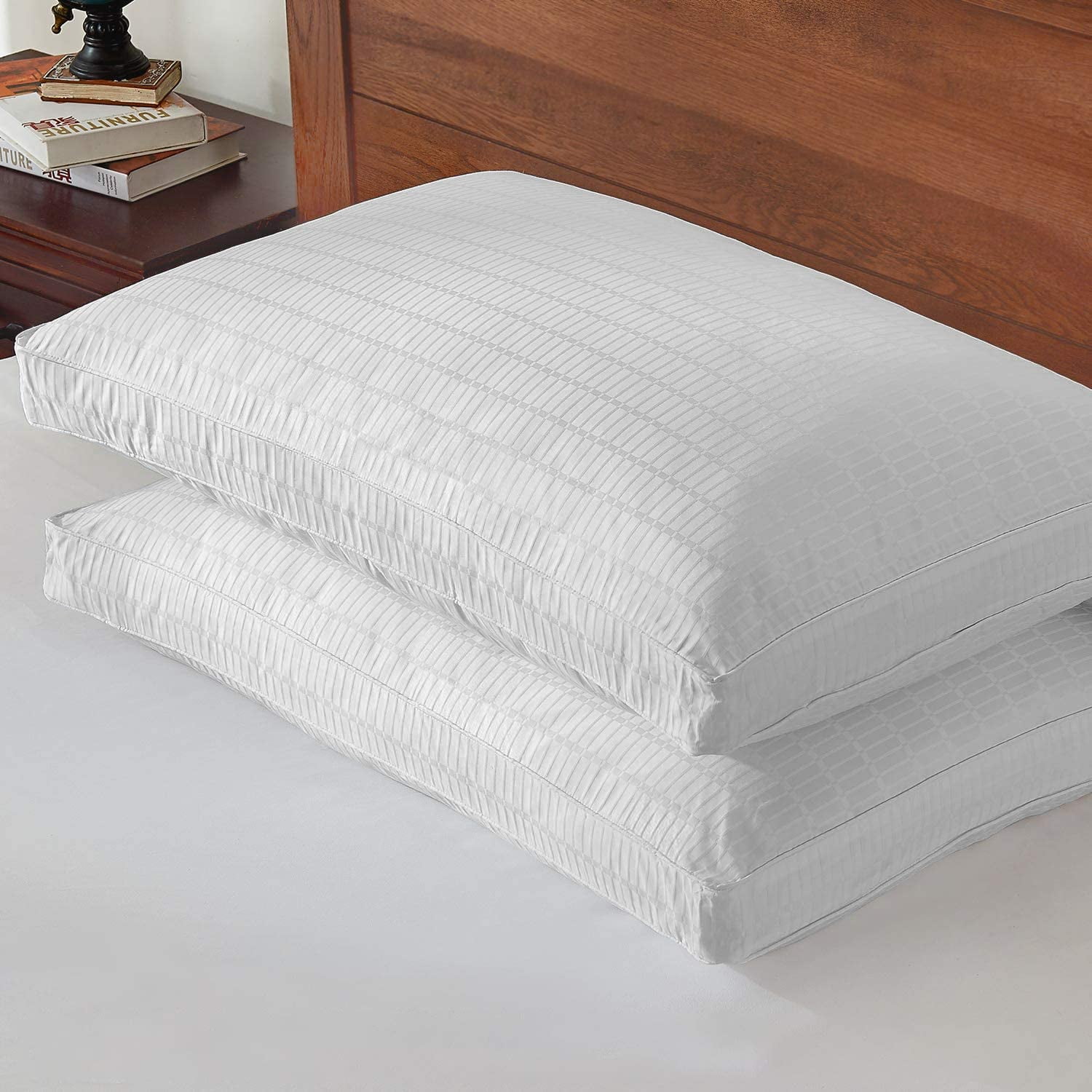 1000TC The Finest100% Cotton Down Feather Pillows Queen Size Set of 2 