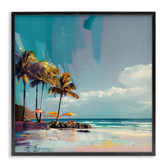 Stupell Industries Coastal Contemporary Shoreline in Summer Black Framed Giclee Art, 12 x 12, by Irena Orlov