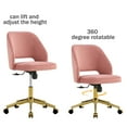 thumbnail image 4 of Home Office Chair, Velvet Computer Chair, Modern Upholstered Desk Chair Swivel Task Chair Living Room Chair Vanity Chair with Adjustable Height and Universal Wheels, Pink, 4 of 9
