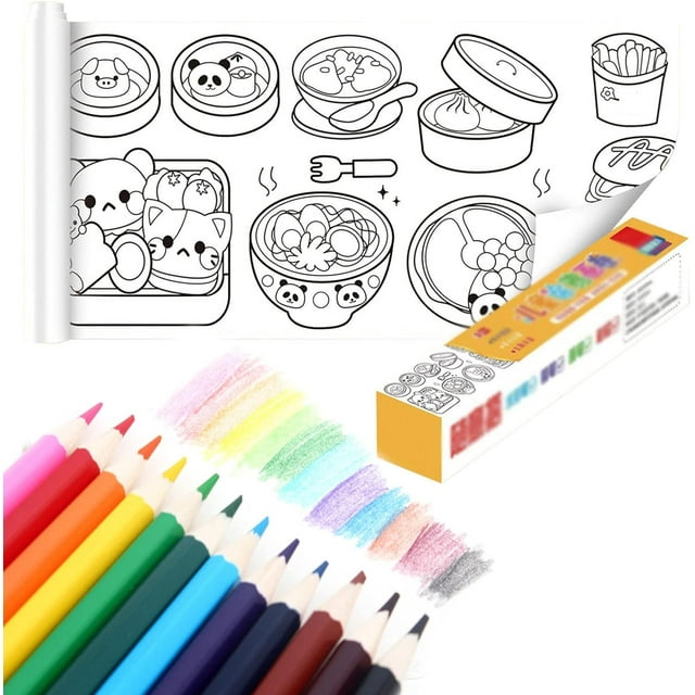Children's Drawing Roll With 12-Color Pencil, Coloring Paper Roll For Kids, Oversize Childrens Drawing Roll, Roll Drawing Paper For Kids, Children Drawing Roll