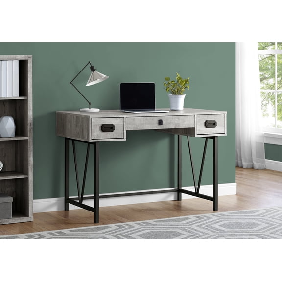 Computer Desk - 48"L / Grey Reclaimed Wood / Black Metal