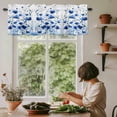 thumbnail image 5 of Watercolor Blue Leaves Window Valance Curtain Blue Flowers Rod Pocket Short Curtain for Living Room, Bedroom & Kitchen Window Decor 60x18in, 5 of 8