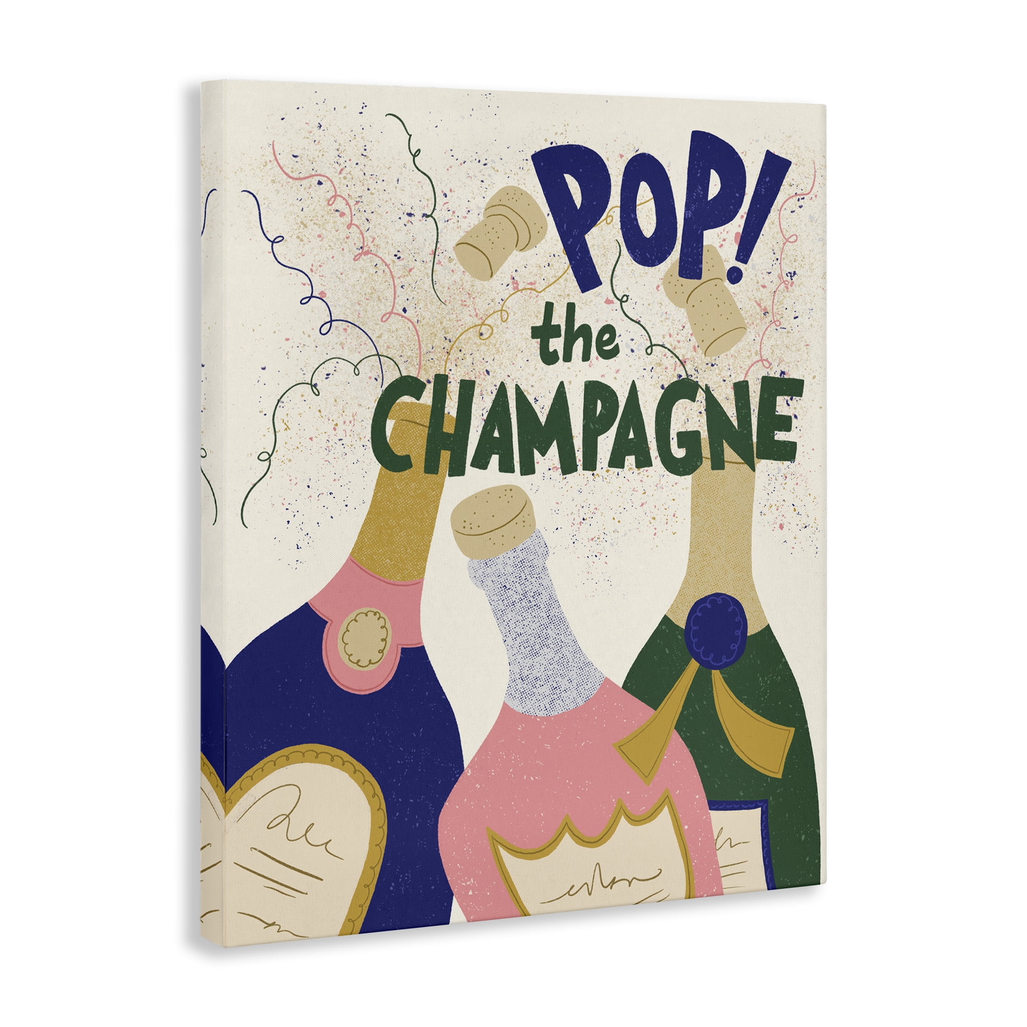 Stupell Industries Pop The Champagne Celebrate Food & Beverage Painting Wrapped Canvas Art Print Wall Art, 16 x 20
