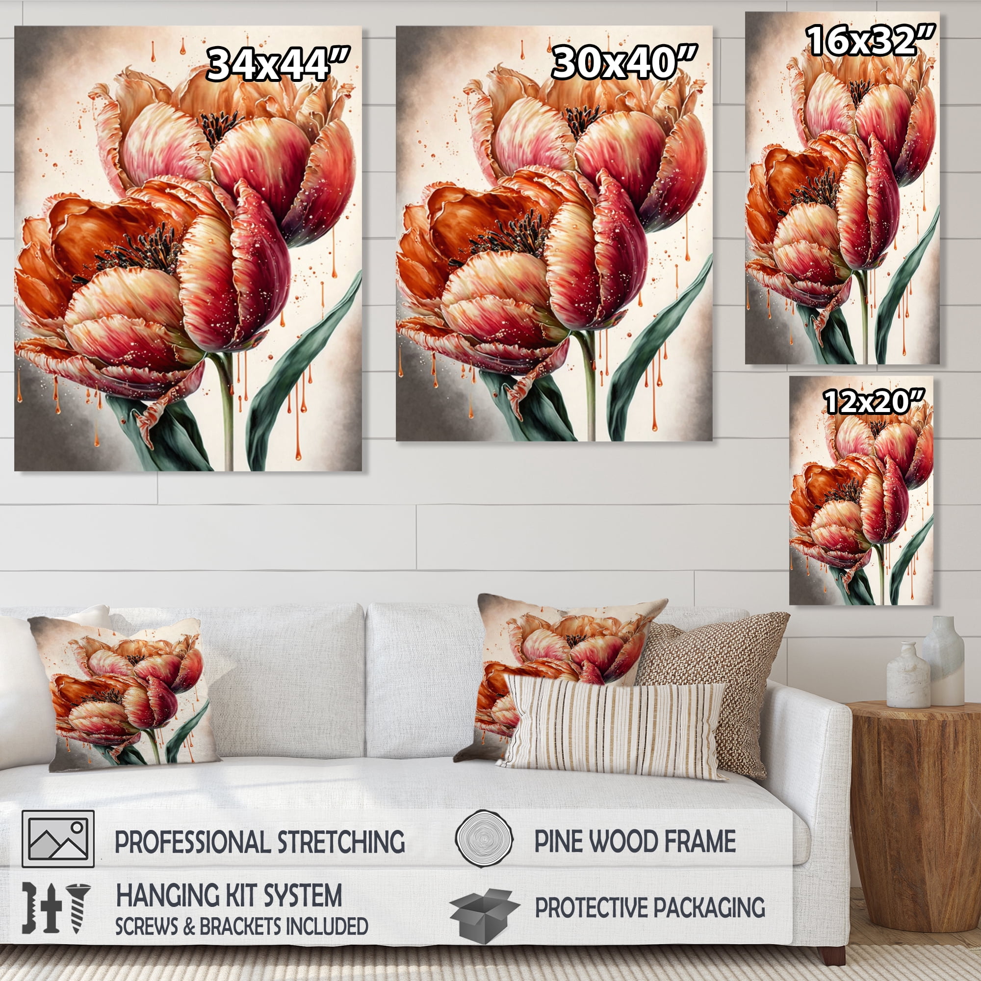 Designart Blooming Red Tulip Canvas Wall Art