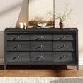 thumbnail image 3 of 9 Drawers Dresser for Bedroom, 59" Wide Wood Chest of Drawers with Charging Station & Beveled Design, Modern Triple Long Dresser Storage Organizer for Bedroom Living Room Closet, Matte Black, 3 of 8
