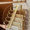 thumbnail image 1 of Under 10,Multi-Functional Stainless Steel Folding Trouser Rack, Multi-Layer Storage, Telescopic Folding Hanger, Horizontal and Vertical Hanging Options, | Aluminum Alloy, Gold-181 $BS$3, 1 of 9