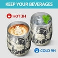 thumbnail image 4 of 12oz Stemless Wine Tumblers Pioneer Flower Floral Print Pattern Vacuum Insulated Stainless Steel Travel Tumbler Cups Mug with Lid and Straw for Champaign,Cocktail,Beer with Cleaning Brush, 4 of 5