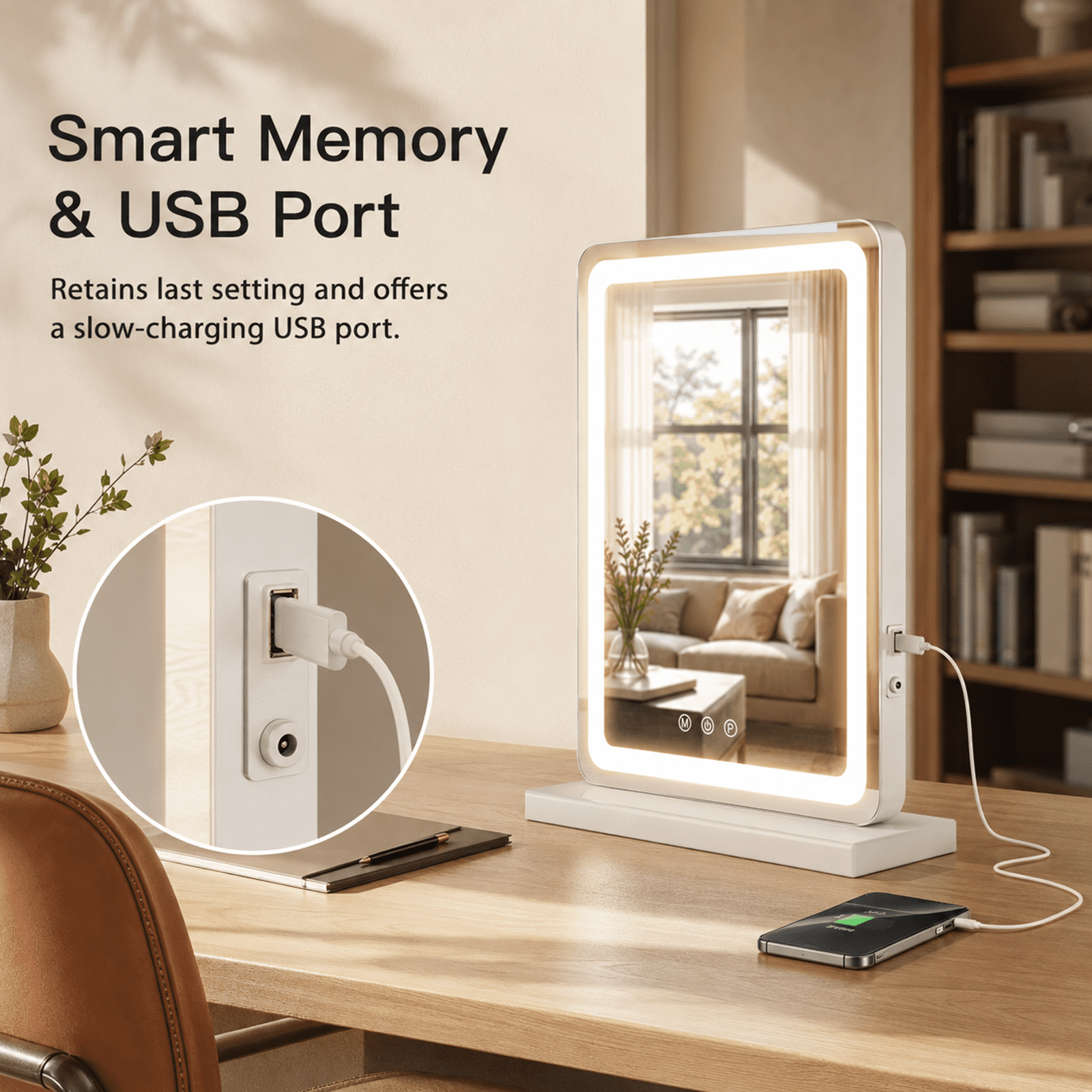 Alvantor LED Makeup Mirror with Dimmable Lights and Touch Screen Control