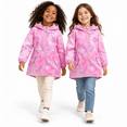 thumbnail image 5 of Maqroz Girls Rain Jackets Waterproof Hooded Fleece Lined Raincoats Full Zip Hearts Graphic Lightweight Windbreakers for Kids Cozy Travel Hiking Jackets with Pockets, 5 of 12
