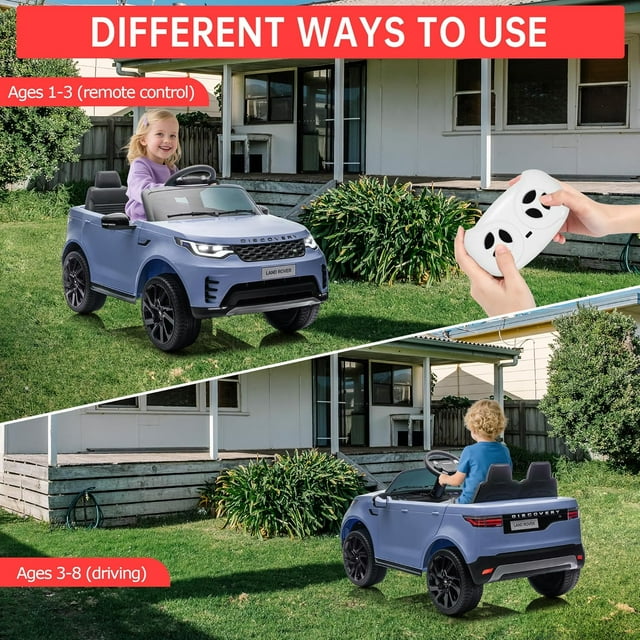 EastVita 12V Electric Car,Children Ride On Toy with Parental Remote Control/2 Seaters/Music/LED Lights for Ages 3+,Light Blue