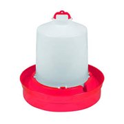 Little Giant 2-Gallon Poultry Deep Base Waterer, Heavy-Duty Plastic Chicken Water Feeder, Red
