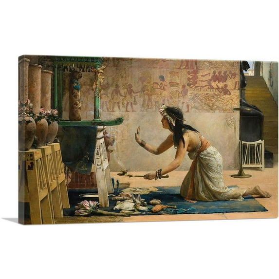 ARTCANVAS The Obsequies Of An Egyptian Cat 1886 Canvas Art Print by John Reinhard Weguelin - Size: 12" x 8" (0.75" Deep)