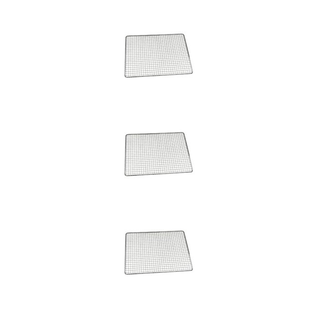 relayinert Stainless Steel Barbecue Grille Welded Washable Portable Rectangular Anti-rust Hiking Grill Mesh Net Accessories 50x38cm 3Set