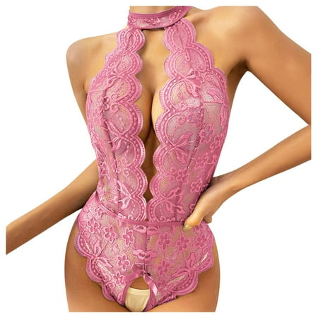 

XHJUN Women Sexy Lace Lingerie Underwear Set One Piece Teddy Chemise With Cutout Babydoll Sheer Open Crotch Bodysuit Set