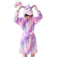 thumbnail image 1 of Girls Boys Robe Cotton Towel Animal Unicorn Hooded Bathrobe, 1 of 6