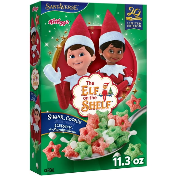 Kellogg's The Elf on the Shelf Cereal, Limited Edition, Sugar Cookie with Marshmallows, 11.3oz Box