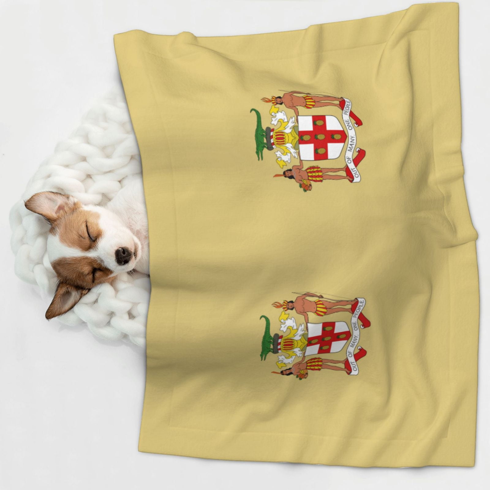 Flannel Throw Dog Blanket Coat Of Arms Of Jamaica Soft Warm Print Pet Blankets for Small Dog Cat Puppy