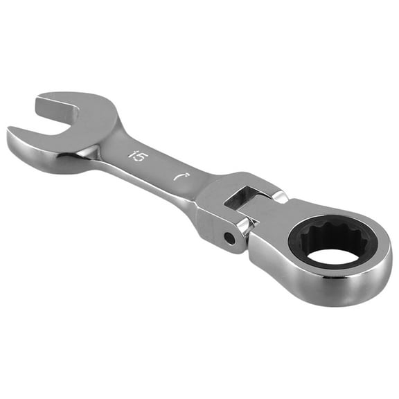 Short Handle Ratchet Wrench with Movable ,Quick Dual-Purpose Open End Wrench,Hardware Tool, Labor-Saving 15mm New