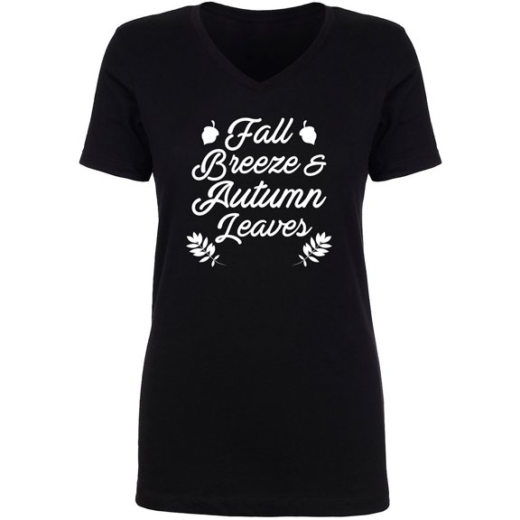 Fall Breeze & Autumn Leaves Womens V-Neck T-Shirt
