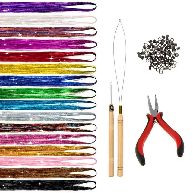 With Hair Braiding Tools Sparkle Shiny Hair Wig Colorful Colored Glitter Hair Thread Exquisite Glitter Hair Braiding Tools Exquisite Hair String Christmas