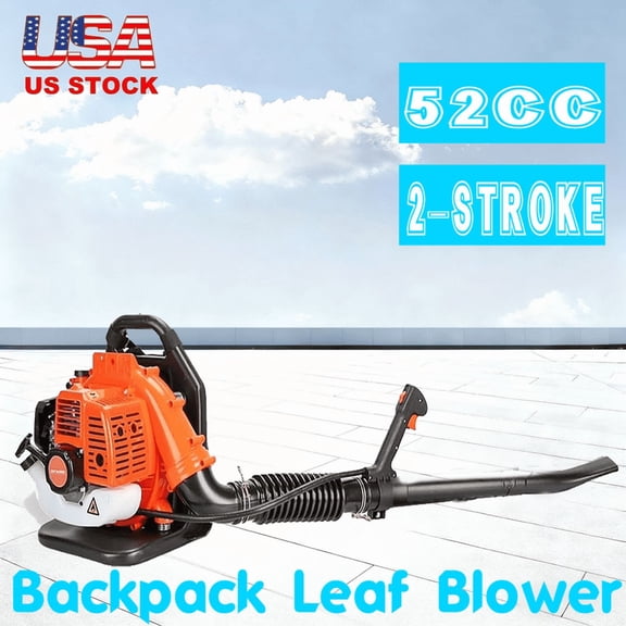 Seipouy Backpack Gas Leaf Blower52CC 1.7 HP 550 CFM 200 MPH High-Velocity Wind Speed, Lightweight, Fuel Tank, Powerful for Outdoor Lawn Garden Yard Cleaning & Snow Blowing