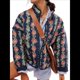 thumbnail image 2 of Chaqueta Acolchada Corta con Estampado Floral Vintage para Mujer, Chaqueta Corta Abierta Al Frente, Ropa de Abrigo Flores Azul Oscuro M, 2 of 10