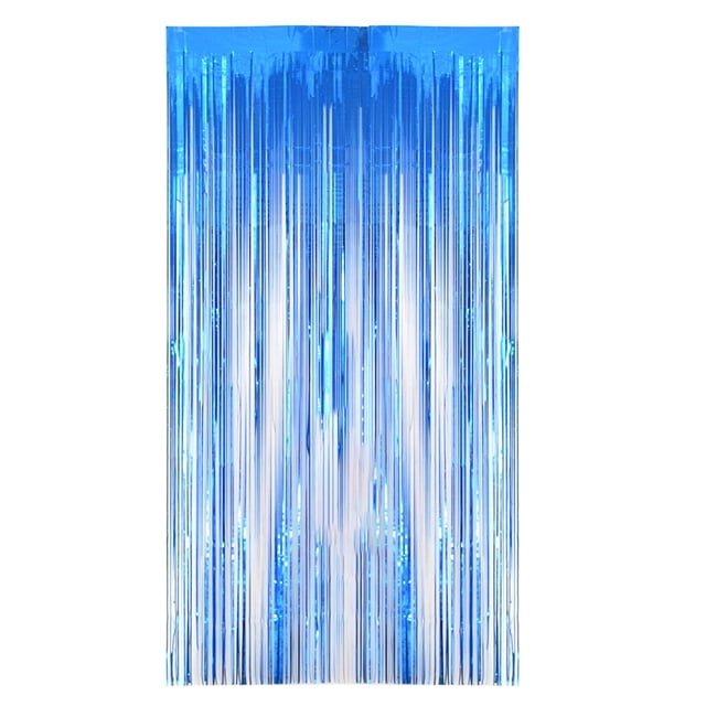 Yuarrent 1x2m lámina de Metal flecos cortina flecos telón de fondo fotografía accesorios cumpleaños boda fiesta decoraciones suministros Kits de decoración para fiestas azul Yuarrent HA2106-04