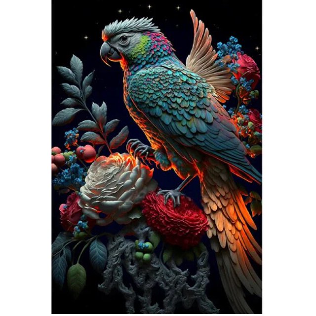 Kits de punto de cruz de pintura de diamantes, bordado de diamantes de fantasía, loros azules, pájaro, peonía, flor, mosaico de diamantes, decoración de taladro completo