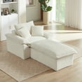 thumbnail image 6 of 51.97" Modern Comfortable Cushioned Single Sofa with Footrest, 37.4" Depth Seat Large Comfy Sofa, Lounge Chair for Living Room, Bedroom, Apartment, Office, White, 6 of 10