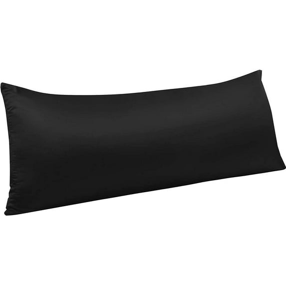 Zippered Satin Body Pillow Pillowcase, Silky Slip Cooling Body Pillow Cover, Long Side Hidden Zipper, 20 x 54 Inches, Black