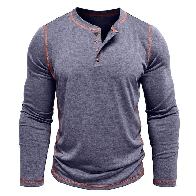 Men's Long Sleeve T Shirt Winter Thermal Base Layer Button Up Casual Comfortable Top for Fall and Cold Weather