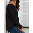 thumbnail image 5 of Hanerdun Women Knitted Sweater Female V-Neck Long Sleeve Pullover Black M, 5 of 6