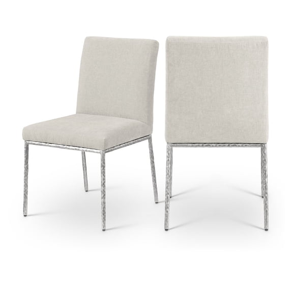 Meridian Furniture Reeves Cream Chenille Fabric Dining Side Chair (Set of 2)
