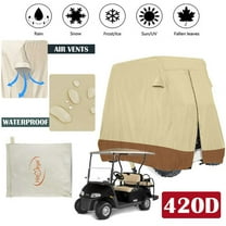 IClover 4 Passenger Golf Cart Cover Dust Sunproof Waterproof Fits EZ Go/Club Car/Yamaha Heavy Duty 420D - Beige