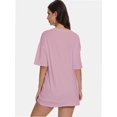 thumbnail image 2 of Women's Oversized T-Shirt - Crewneck Short Sleeve Loose Fit Tee - Solid Color Casual Top, 2 of 4