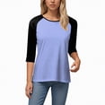 thumbnail image 6 of Towmus Womens Plus Size Tops 3/4 Sleeve Crew Neck Casual Tunic Tops Patch Color Dressy Blouses Summer Shirts, 6 of 6