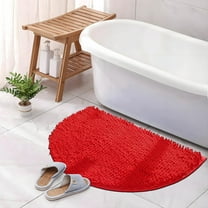 Byujiro Non Slip Bath Mat Chenille Half Round Carpet Water Absorbing Foot Mat Bathroom Entrance Floor Mat Bedroom Toilet Bathroom Non Slip Mat Household