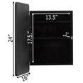 thumbnail image 4 of Basicwise Plastic Medicine Cabinet with Beveled Edge Mirror Door and Round Corner Metal Frame, Surface or Recessed Mount Options, Bathroom Wall Mounted Vanity Cabinet with 2 Adjustable Shelves, Black, 4 of 5