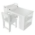 thumbnail image 4 of Multi-Functional Kids Art Table and 2 Chairs Set – Wooden Activity Desk with Large Storage Shelves – Perfect for Drawing, Writing, and Play – Great for Playrooms, Learning Areas, or Home – White, 4 of 8