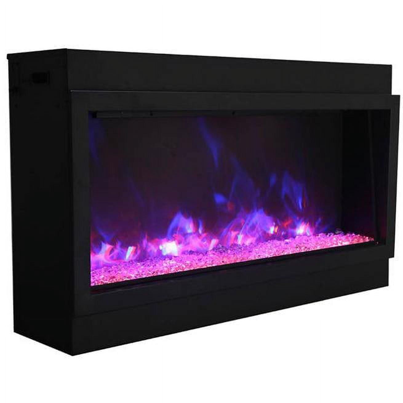 Smart 50″ Extra Slim Indoor or Outdoor Electric Built-In only Electric Fireplace with black steel surround