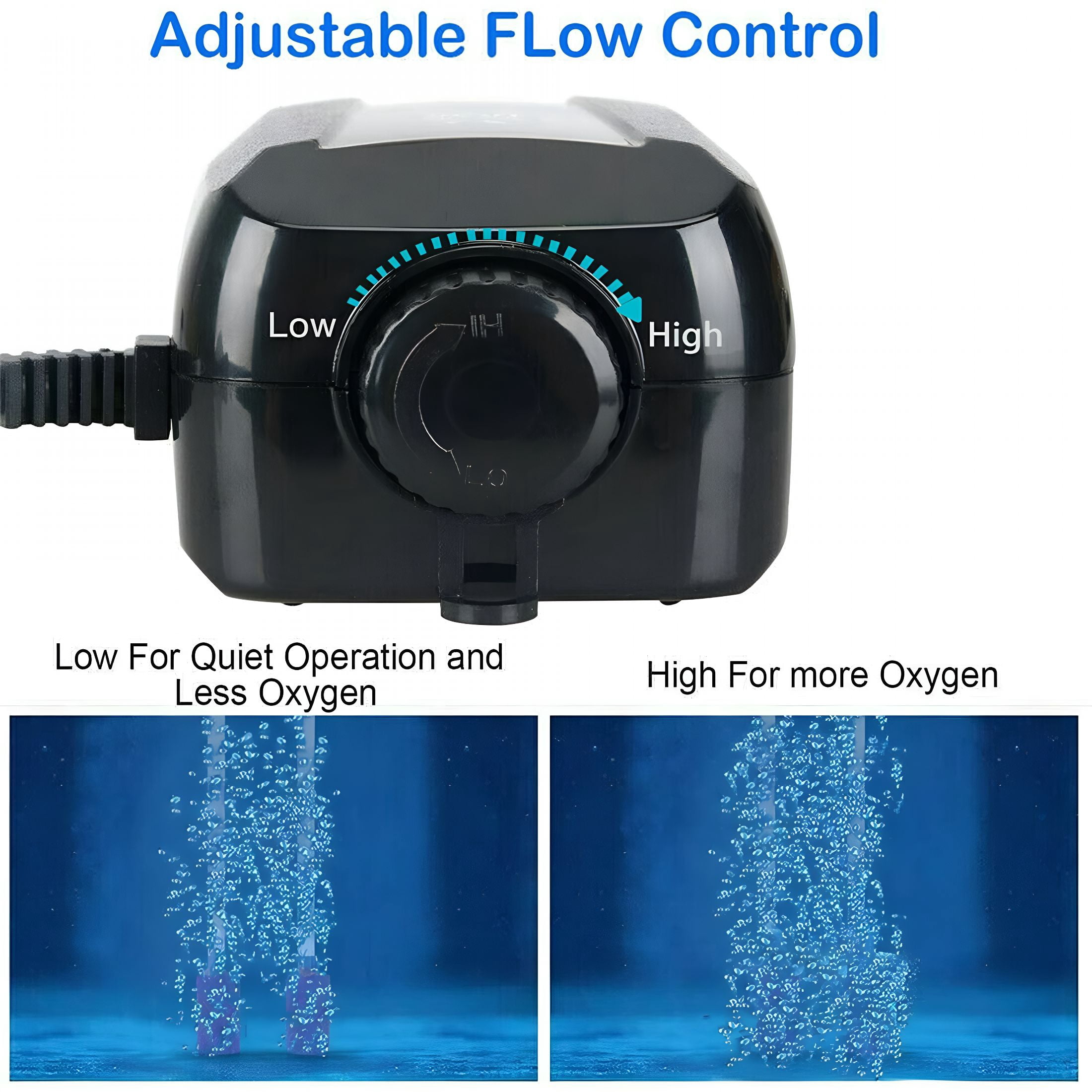 CURYMAY Aquarium Air Pump Fish Tank Oxygen Pump Dual Outlet with Accessories,Quiet Mini Air Pump for Aquarium,Silent Hydroponic Oxygen Fish Tank Bubbler