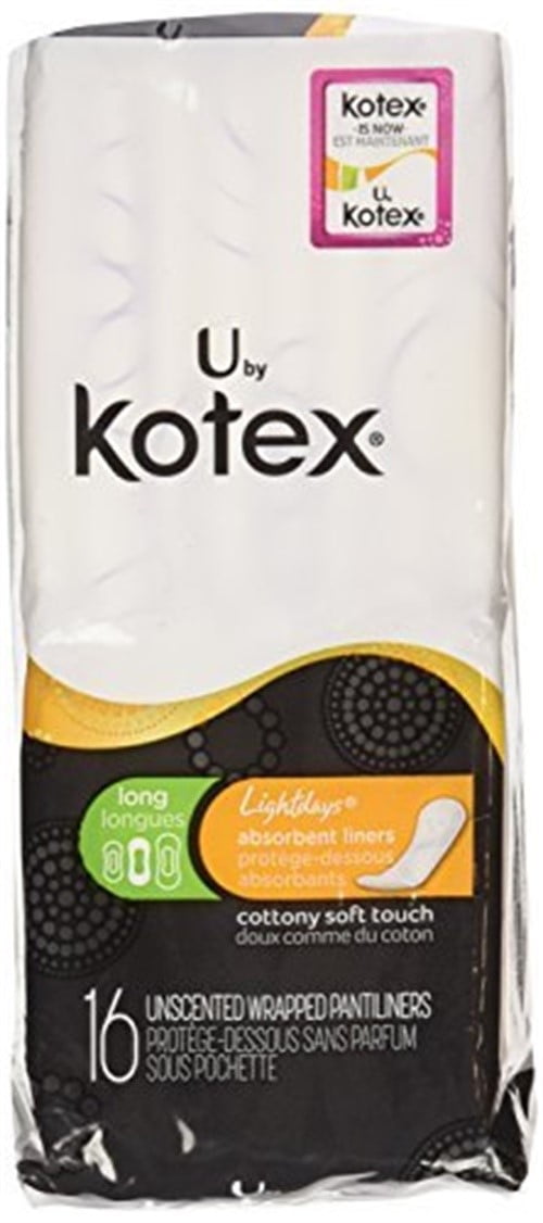 Kotex Natural Balance Absorbent Liners Long 16 Count (Pack of 6)