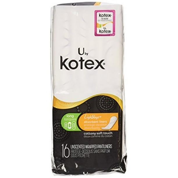 Kotex Natural Balance Absorbent Liners Long 16 Count (Pack of 2