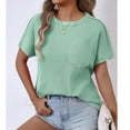 thumbnail image 6 of AherBiu Summer Tops for Women Casual Loose Fitting Shirt Crew Neck Stretch Drop Shoulder Short Sleeve Blouse, 6 of 6